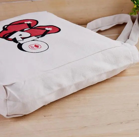 Половина беленой Цвет с печать логотип хлопок холст сумка