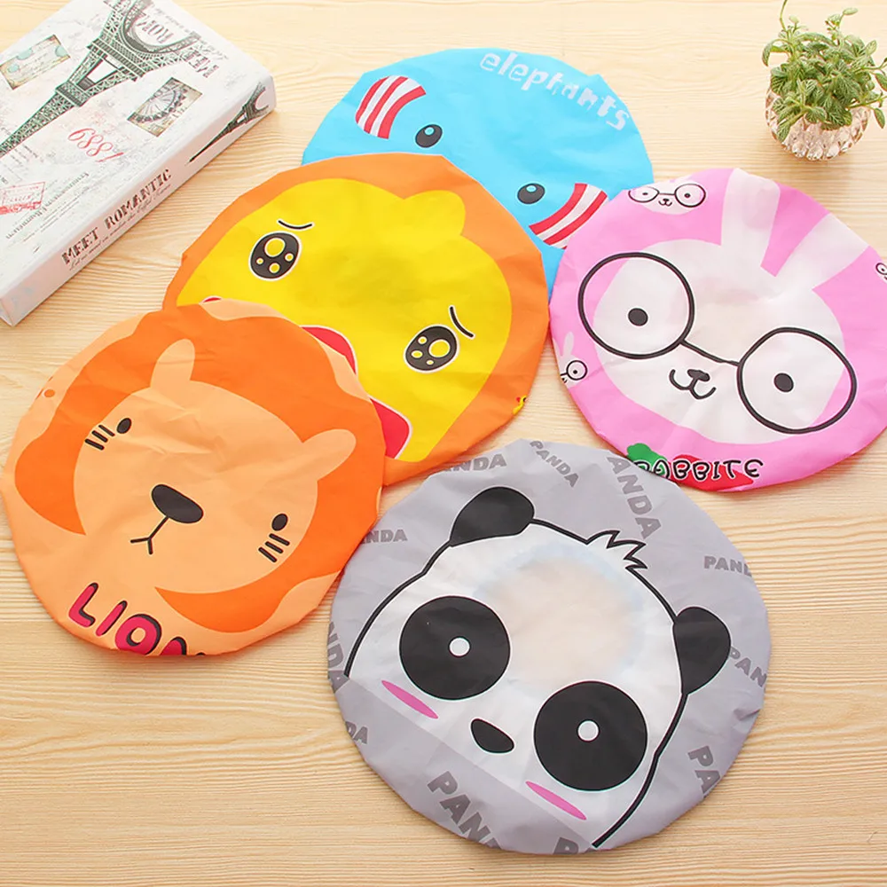 

New Lovely Cartoon Women Shower Caps Colorful Bath Shower Hair Cover Adults Waterproof Lace Elastic Band Bathing Cap Hat C330