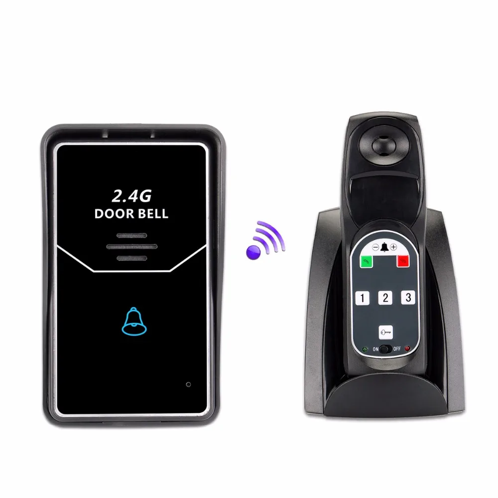 

2.4G Digital Doorbell Wireless Intercom System Door Bell Wireless Remote Unlock 1 x Indoor Unit + 1 x Outdoor Unit F1767A