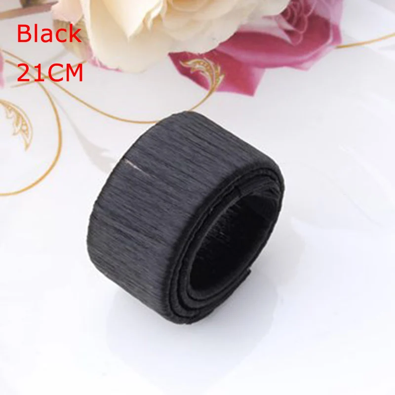 21cm black Синтетический парик, Пончик, повязка на голову, женские аксессуары для волос, для девушек, волшебная булочка для волос, бутон, лента для волос, французское блюдо, твист, инструмент для стрижки, сделай сам - Цвет: 21cm black