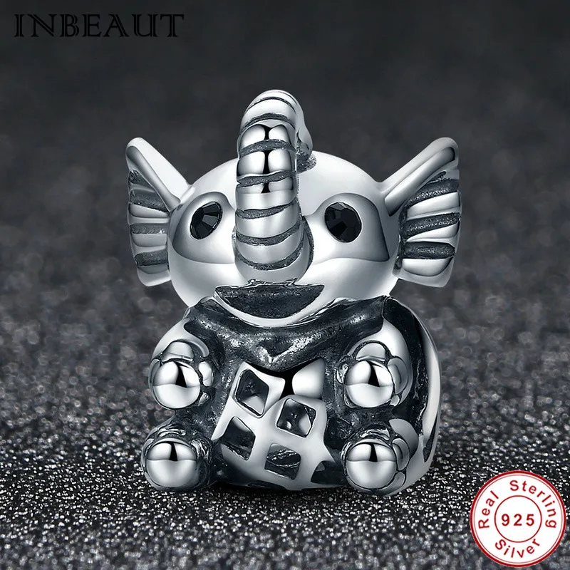 

INBEAUT Women Animal Jewelry Making 925 Sterling Silver Small Lovely Elephant Necklace Pendant Charm fit Trendy Bracelet Party
