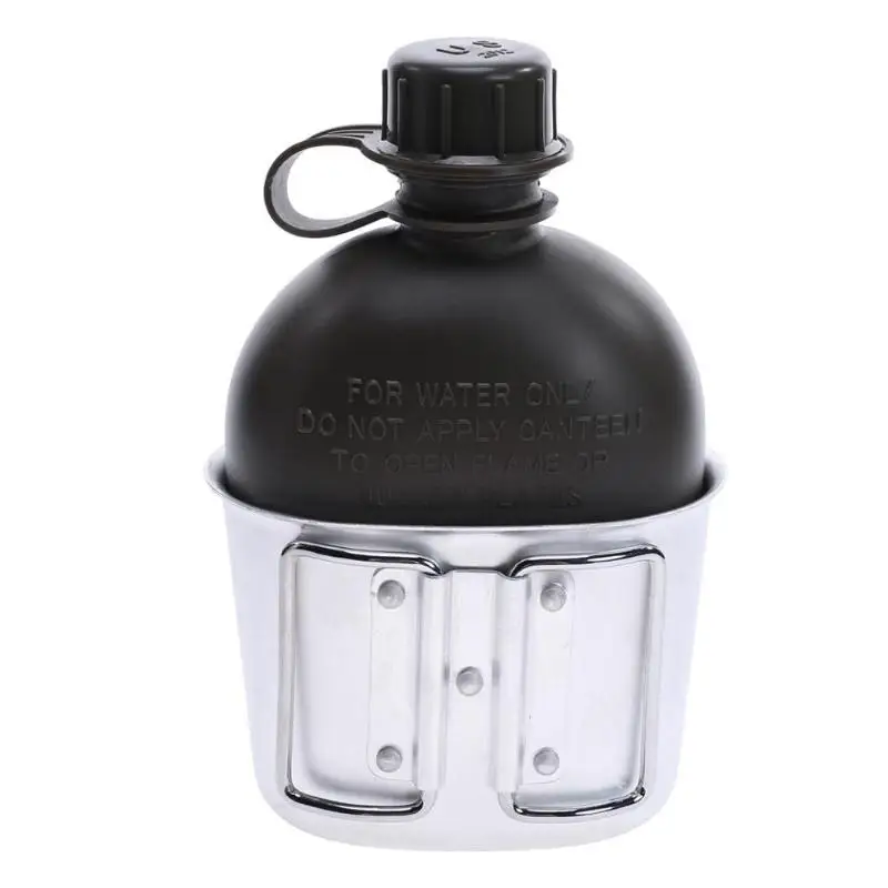 

Outdoor Heavy Cover Army Water Bottle Aluminum Cooking Cup US 1L Military Canteen Camping Hiking Survival Kettle Tableware