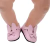 43 cm baby dolls shoes new born cute pink bunny ears dress shoes PU Baby toys fit American 18 inch Girls doll g35