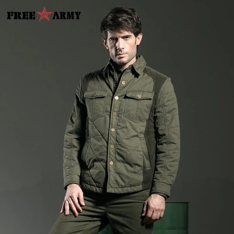 Freearmy брендовая мужская хлопковая стеганая теплая куртка зимняя Толстая куртка рубашка с длинным рукавом куртка-бомбер мужская стеганая куртка Ms-6082