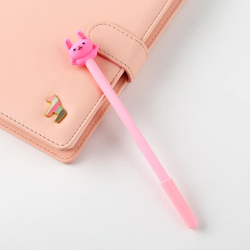 1PC Cute Kawaii Cat Gel Pen 0.5mm Cartoon Plastic Black Ink Gel Pens for Writing Office School Supplies Stationery - Цвет: Pink