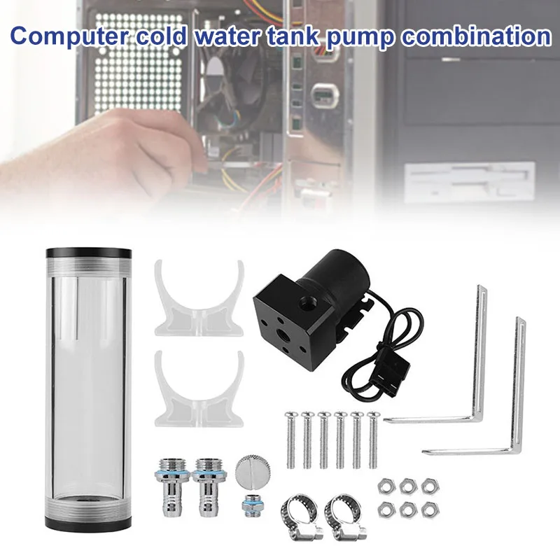

PC Water Cooling 160mm Tank Cylinder Reservoir Pump Combo Set 19W 800L/H for CPU SL@88