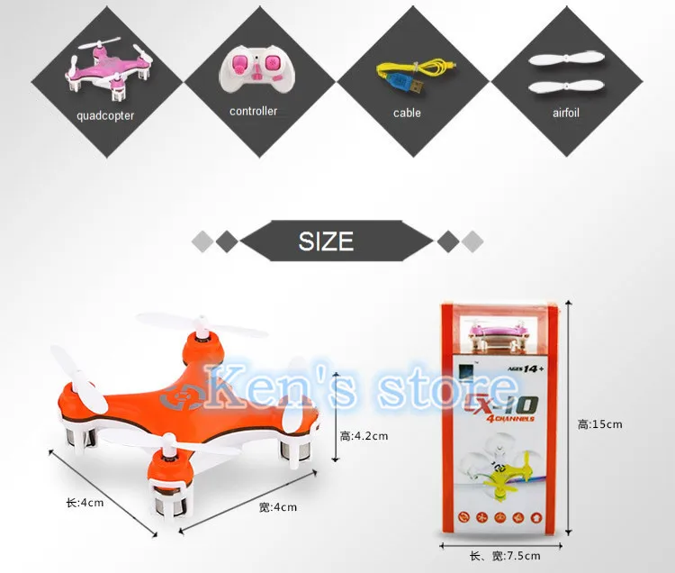 Cheerson CX 10 CX10 2 4G игрушки с дистанционным управлением 4CH 6 осей RC Квадрокоптер Mini rc