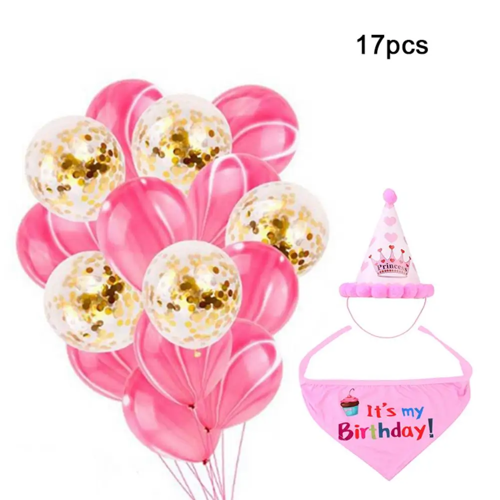 Pet Cat Dog Birthday Headwear Turban Scarf Agate Balloon Set Pet