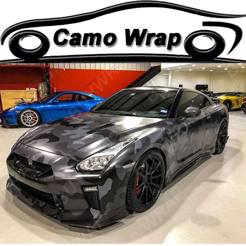 ORINO Large Grey Black Camouflage Vinyl Car Wrap Film Camo Car Sticker Truck Vehicle Wraps Air Bubb