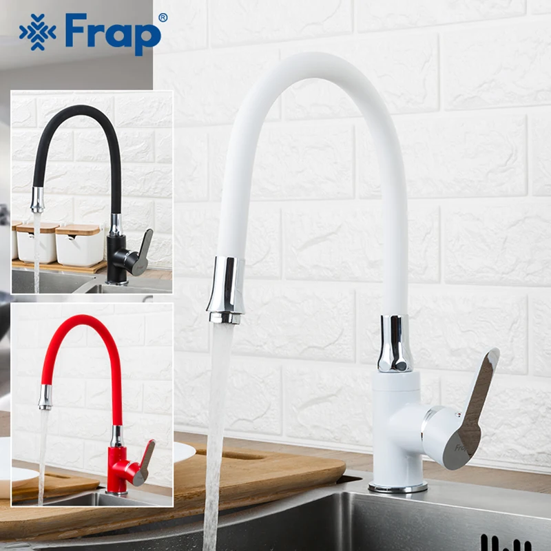  Frap Business Style Black White Red Silica Gel Nose Any Direction Kitchen Faucet Cold and Hot Water - 32995216923