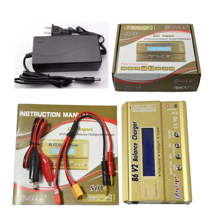 

Build power HTRC B6 V2 80W RC Balance Charger For RC LiIon/LiFe/NiCd/NiMH/High Power Battery LiHV +15V 6A Adapte