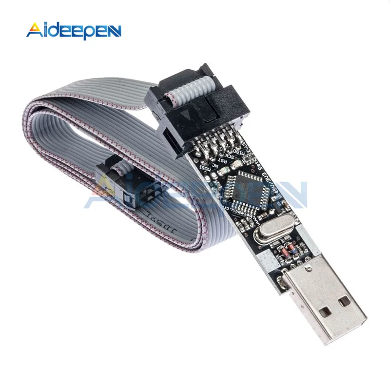 1 комплект USBASP USBISP AVR программист USB ISP USB ASP ATMEGA8 ATMEGA128 ATtiny/CAN/PWM 10Pin провод модуль Поддержка Win7 64 синий/черный