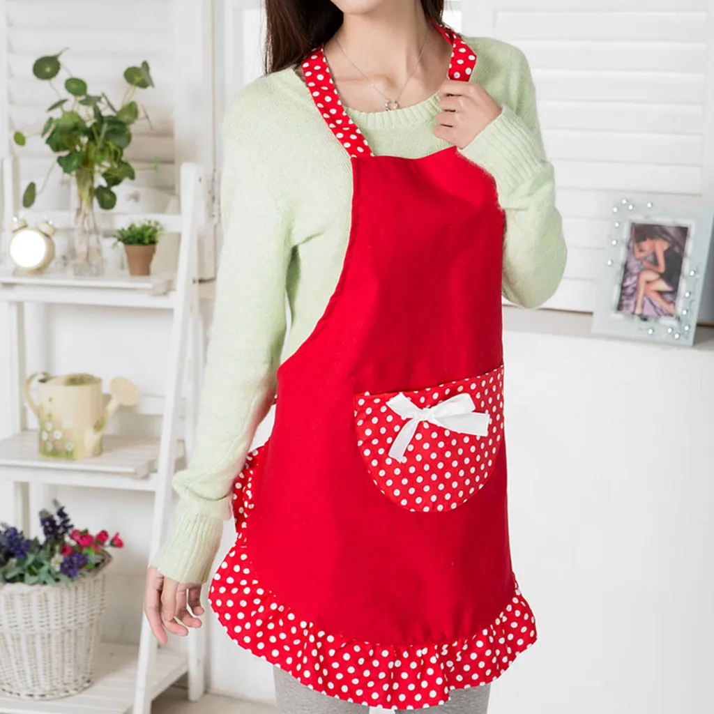 Cute Girls Bowknot Funny Aprons Ladys Kitchen Restaurant Womens Cake