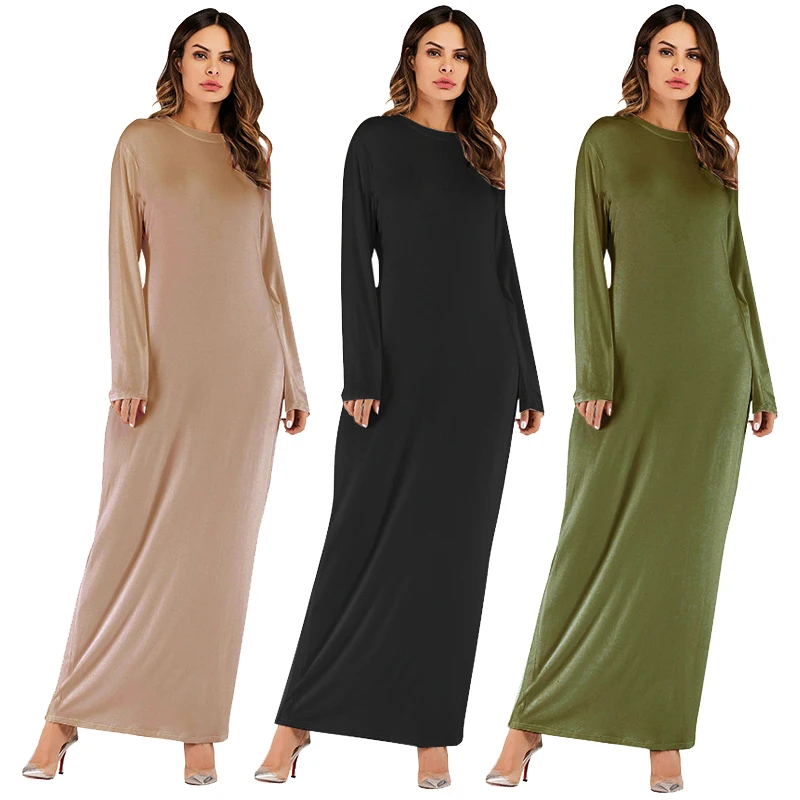 Нижнее белье платье в пол abaya Дубай исламский, мусульманский платье хиджаб цзилбаб Катара Caftan Абая для женщин турецкий ислам ic одежда