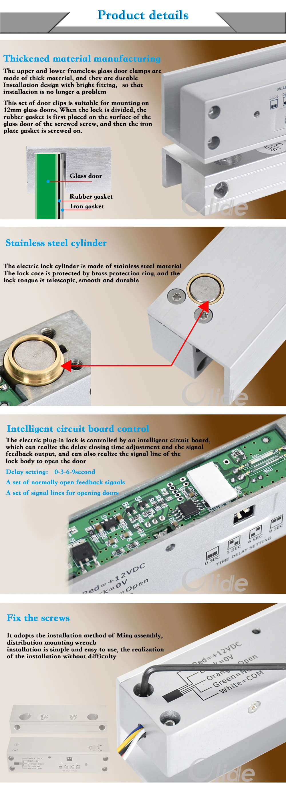 Strongest Frameless Door Glass Door Electric Strike Lock  (3)