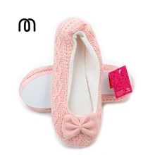 Millffy belle fantaisie ballet appartements pantoufles filles tricot tissu pantoufles à la maison à l’intérieur de plancher lady slipper