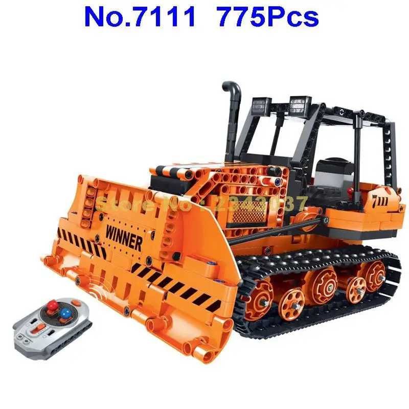Winner 7111 775pcs Urban Remote Control Rc Engineering Bulldozer Electric Building Blocks Toy | Игрушки и хобби