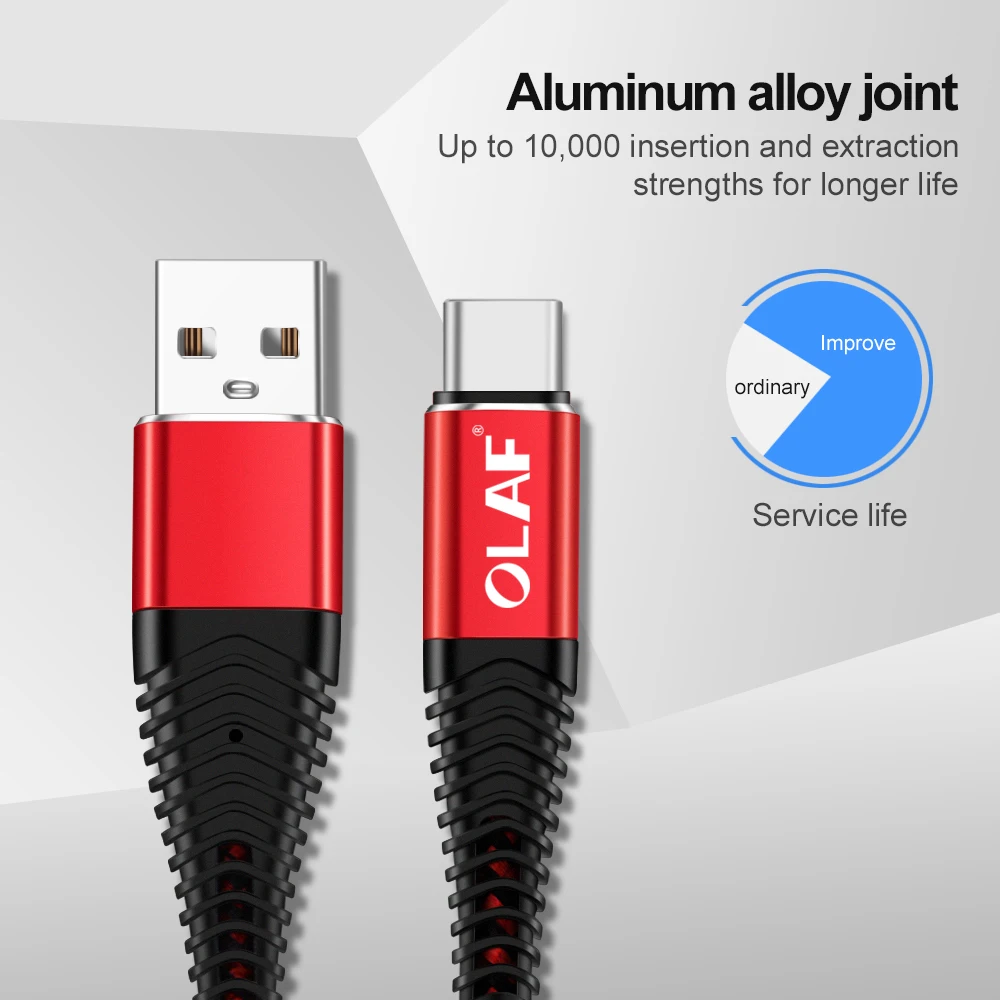 Олаф usb type C кабель 1 м 2 м Быстрая зарядка 3,0 USB-C шнур для samsung S9 S10 Xiaomi mi8 mi9 huawei P30 Pro быстрое зарядное устройство USB C
