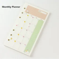 Kawaii A5 A6 Loose Leaf Notebook Paper Refill - Spiral Binder Agenda Planner with 45 Sheets - A6 (Monthly planner)