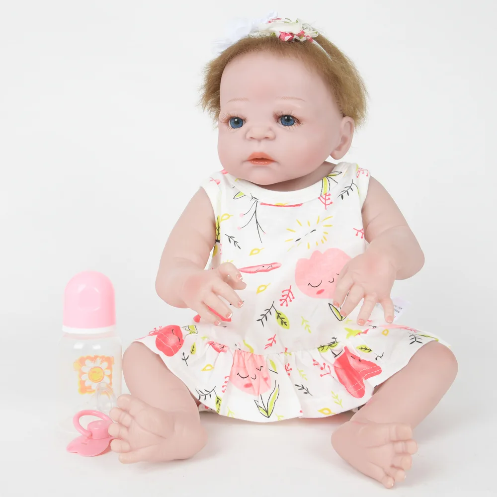 

55cm Soft Full Silicone Reborn Doll Realistic Newborn Baby Girl Doll Toy for Kids Birthday Xmas Gift Bebe