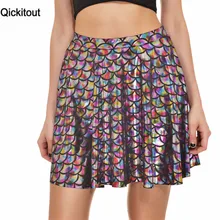 Qickitout юбки плюс размер сексуальные 12 цветов женские новые летние цветные юбки с принтом в виде чешуи 3D цифровая печать юбки