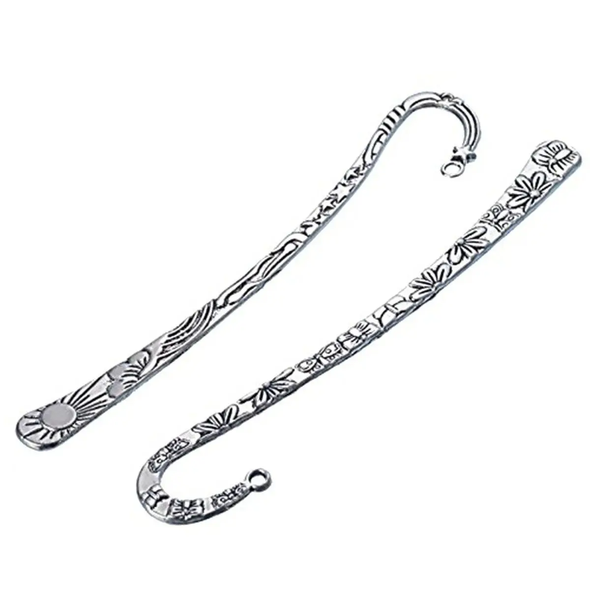 

12pc Mixed Antique Silver Carved Hook Bookmarks [Office Product]