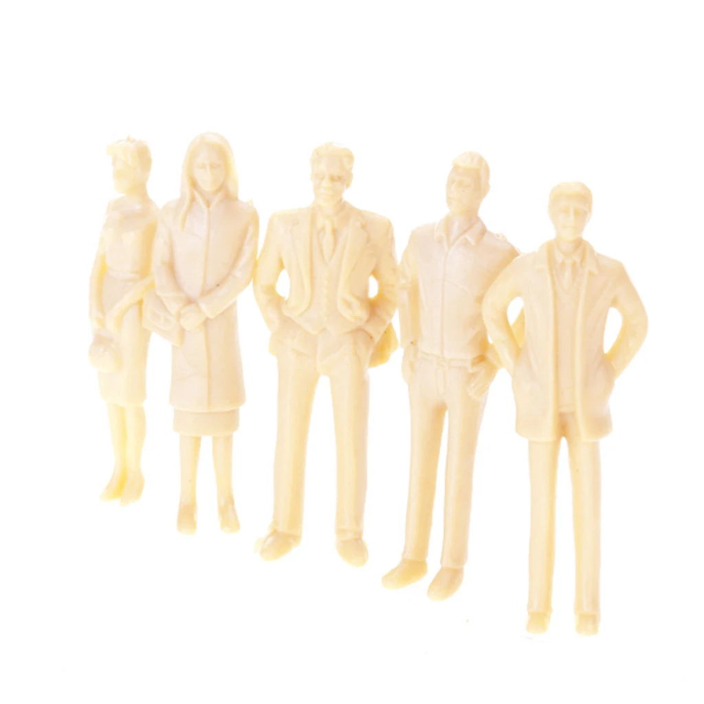 20Pcs Model People Architectural 1:30 Scale Unpainted Standing Figures for Miniature DIY Accessory