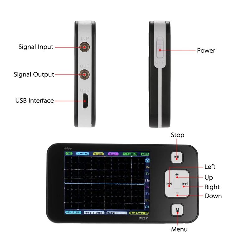 Цифровой осциллограф Mini ARM DSO211 портативный карманный нано с цифровым