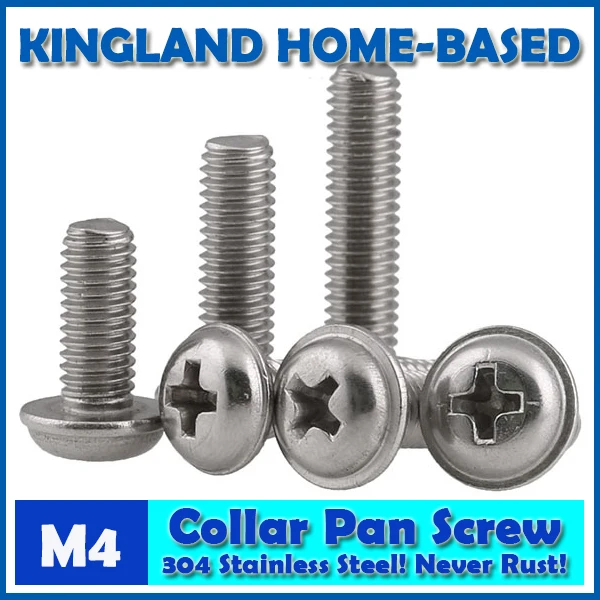 

M4 DIN967 Phillips Pan Round Head Screws With Collar Machine Screw 304 Stainless Steel DIY Repair Accessories For Home