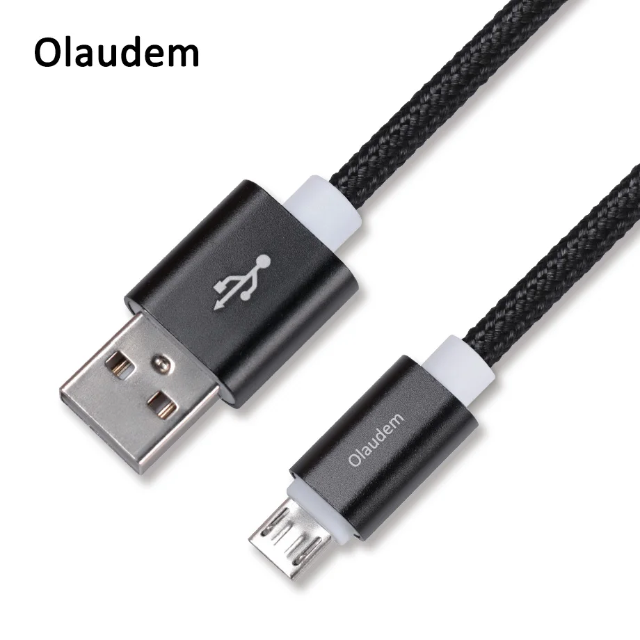 Olaudem Micro USB кабель для передачи данных нейлоновый Плетеный Быстрая зарядка samsung