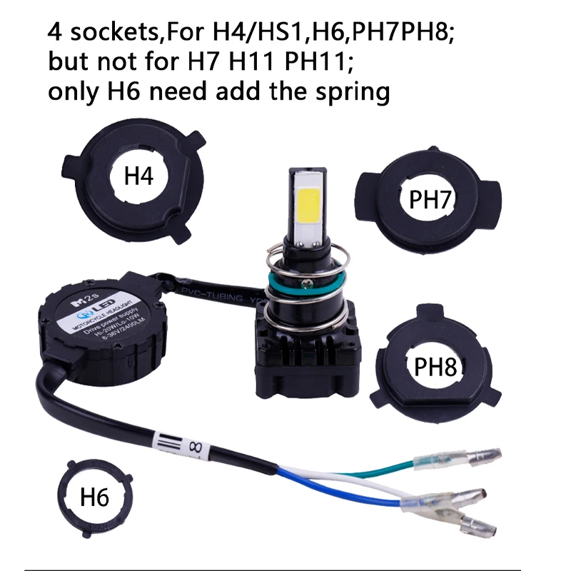 Передняя фара для мотоцикла RXZ COB CANBUS H4 H6 PH7 PH8 DC 12 В 6000K белая фара|Передние LED-фары