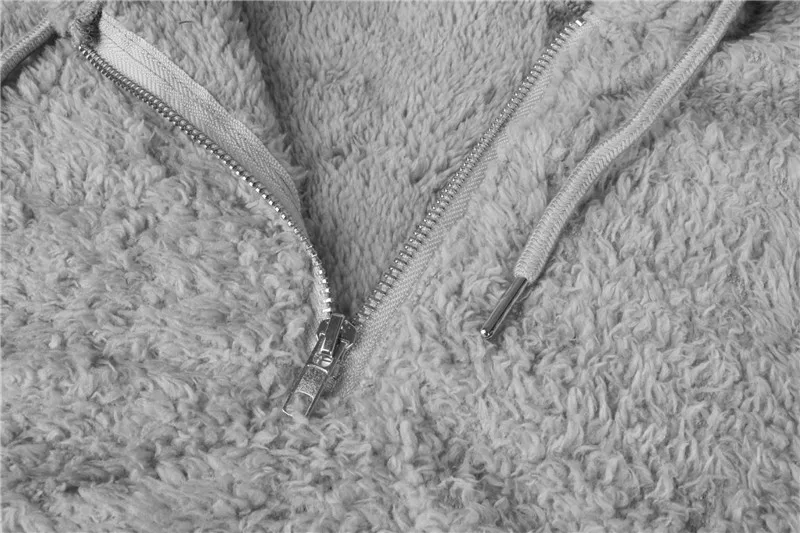 Шерпа пуловер Свитера с капюшоном флис длинный рукав пуловер на молнии воротник с карманом зимняя теплая одежда женский свитер