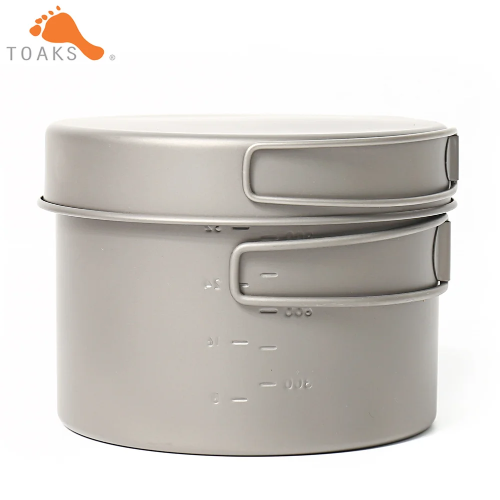 TOAKS CKW-1300 titanio al aire libre Camping Pan Caminar utensilios de cocina mochilero Picnic tazón Pan Pot Set con mango plegable