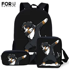 FORUDESIGNS School Bags Set Student Backpack for Teen Boys Girls Funny Bernese Mountain Dog Cartoon Print Children's Schoolbags FORUDESIGNS School Bags Set Student Backpack for Teen Boys Girls Funny Bernese Mountain Dog Cartoon Print Children's Schoolbags