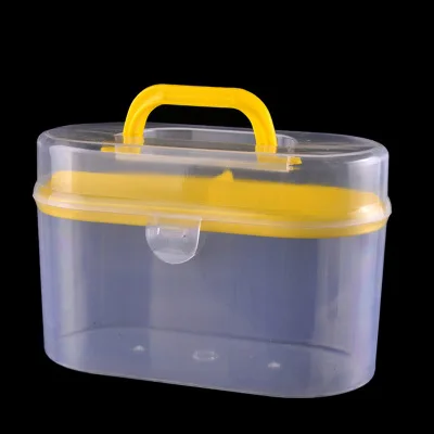 Случайный цвет портативный пластиковый контейнер швейный набор в коробке ящик для хранения инструментов двухслойный прозрачный ящик для хранения швейной машины