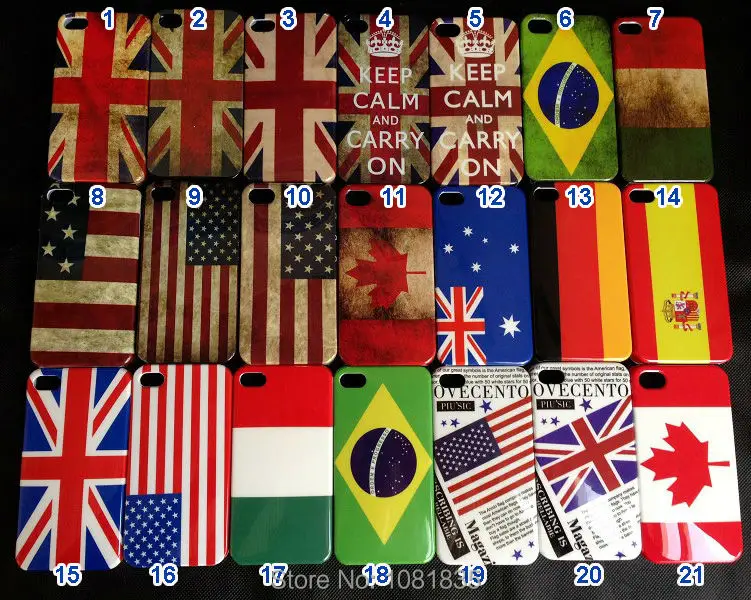 10pcs/lot New retro USA UK Canada Brazil Flag hard back Case Cover for iPhone 4s 4g SKIN Free Shipping |
