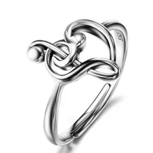 Sue Phil 925 Sterling Silver Music Note Wedding Rings For Women Luxury Jewelry Adjustable Heart Music
