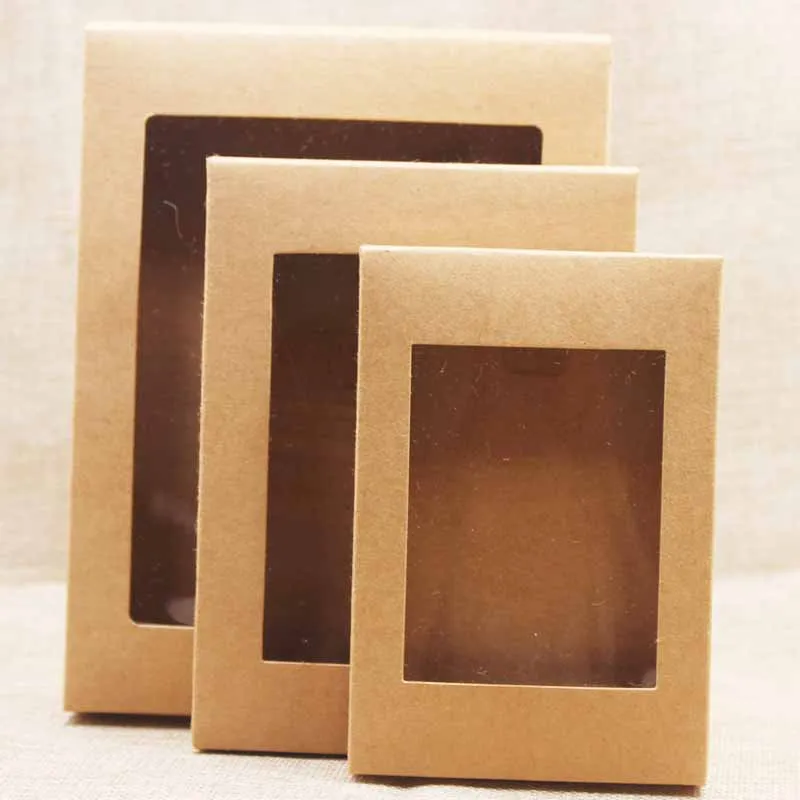 

50pcs multi size package window box white/black/kraft paper Gift box cake Packaging For Wedding home party muffin packaging