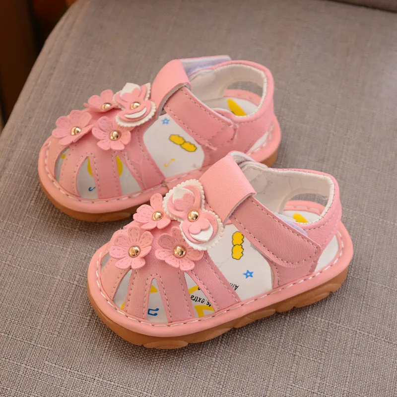 

Baby Girls Sandals Shoes Princess Summer Girl Antiskid Pu Leather Shoes First Walkers Kids Children Flower Sandal Toddler