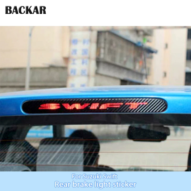 

Car Styling 3D Carbon Fiber Stickers For Suzuki Swift 2013 2014 2015 2016 Accessories High Brake Light Emblems Decals