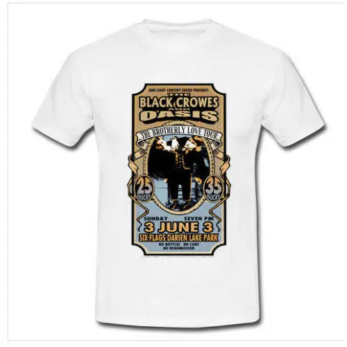 The Black Crowes and Oasis Band Tour Tee White T-shirt For Men's Male Harajuku Top Fitness Brand Clothing