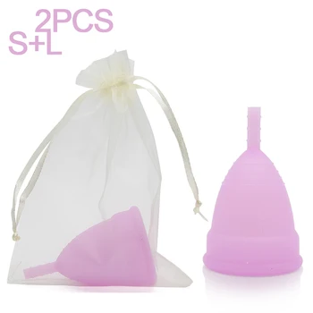 

2Pcs Menstrual Medical Grade Silicone Hygiene Menstrual Cups Lady Menstrual Cup Mestrual Copa Menstrual De Silicona Medica S+L