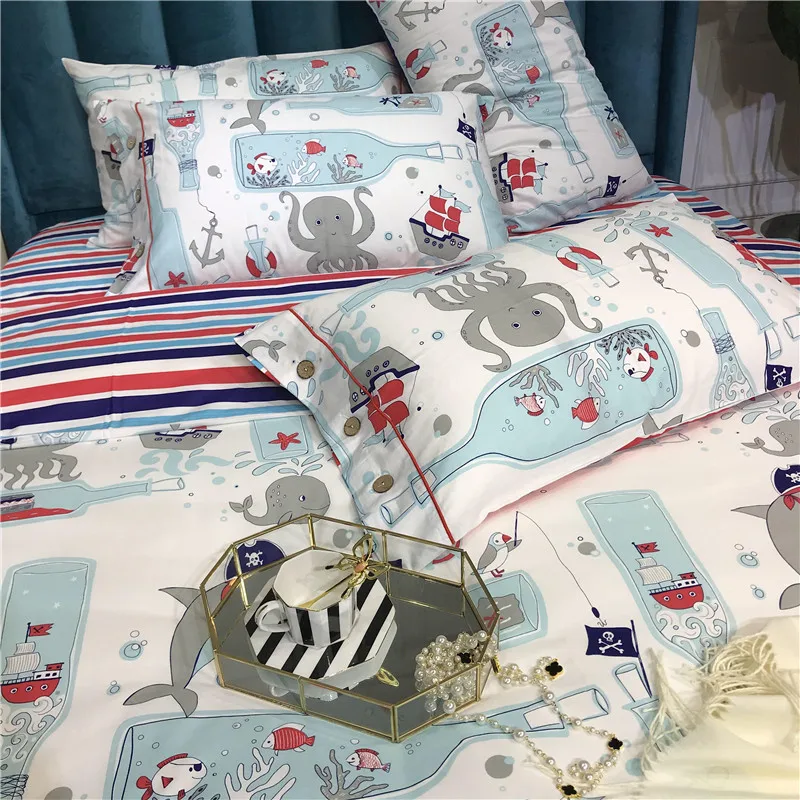 الكرتون تحت الماء العالم الطباعة طقم ملاءة سرير غطاء لحاف أطفال بوي نوم طقم سرير واحد التوأم الملكة الملك التين أغطية الكرتون تحت الماء العالم الطباعة طقم ملاءة سرير غطاء لحاف أطفال بوي نوم طقم سرير واحد التوأم الملكة الملك التين أغطية