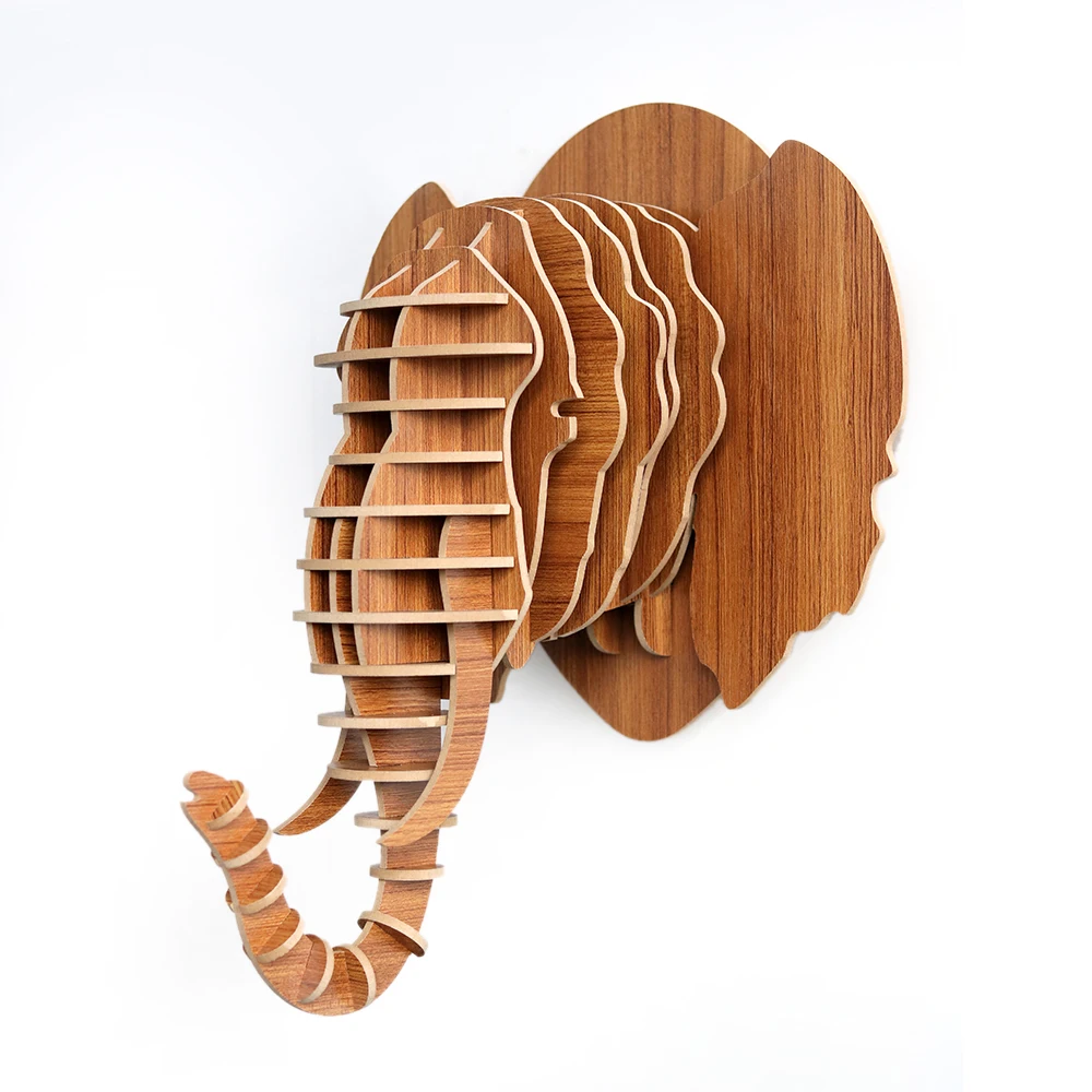 Wood Animals Head Hanging Wooden Head Wall Decoration Crafts For Art