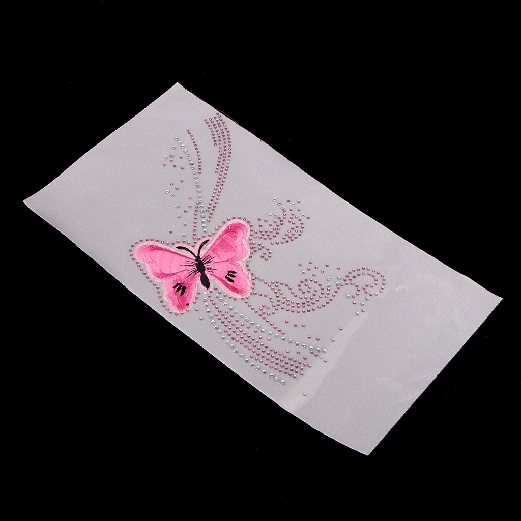 Butterfly Pattern Iron on Crystal Rhinestone Hotfix Transfer Patch DIY Decotative Applique for Clothing Bags