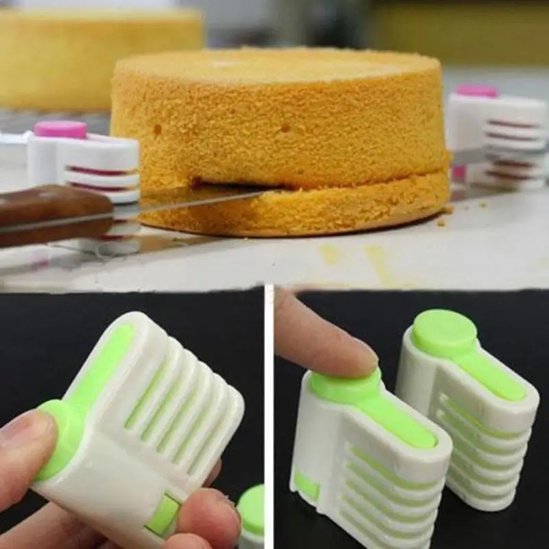 Кухня хлеб торт слайсер резак DIY многослойное вспомогательное устройство торт слайсер из нержавеющей стали Пружина режущий инструмент 2 шт - Цвет: Светло-желтый