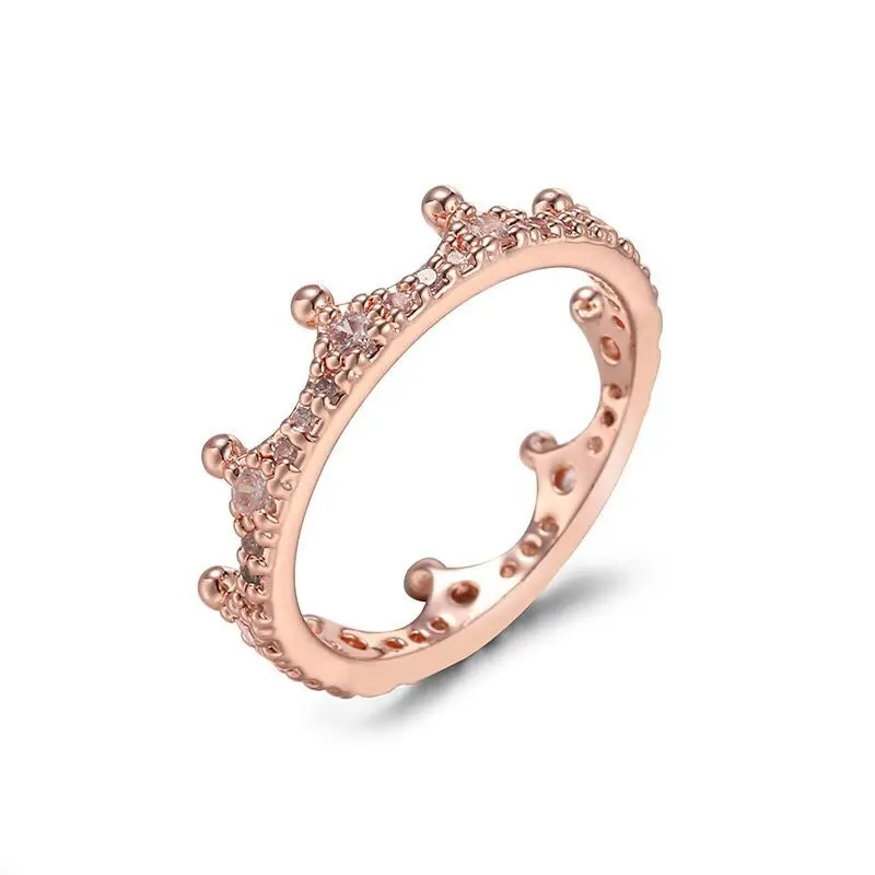

MxGxFam Rose Gold Color Cute Crown Rings Jewelry For Women AAA+ Cubic Zircon Fashion Jewelry