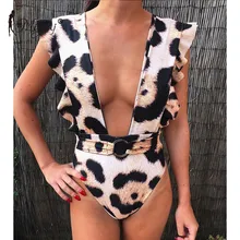 Miyouj сексуальный глубокий v-образный вырез Купальник Высокая бикини с поясом купальники для женщин с рюшами на плечах купальные костюмы Бикини со змеиным принтом