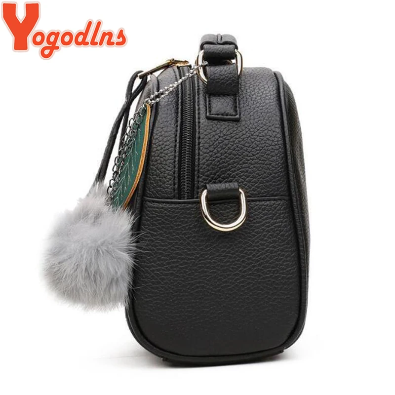 Yogodlns جديد أزياء والجلود الإناث أعلى-حقائب بيد صغيرة المرأة Crossbody حقيبة الشعر الكرة حقيبة كتف لطيف رسول حقائب