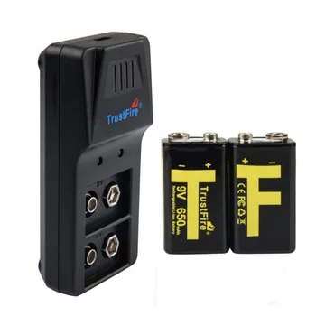 

TrustFire 2PCS 650mAh 6F22 9V Rechargeable Li-ion Battery With Trustfire Intelligent Charger 9V Li-ion NI-MH Battery Charger